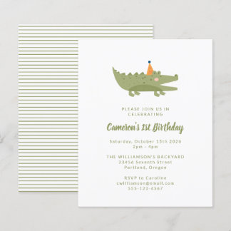 Budget Green Crocodile 1. Geburtstag Einladung