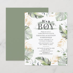 Budget Green Gold Blätter Jungle Couple Baby Dusch