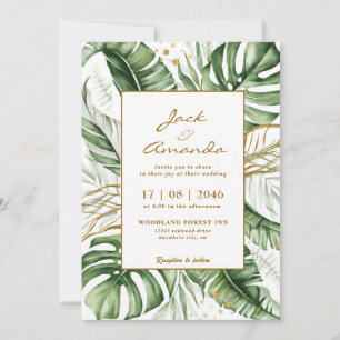 Budget Green Leaf Boho Faire-part de mariage de ve