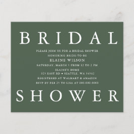 Budget Green Modern Bridal Dusche Einladung