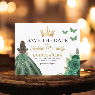 Budget Green Princess Quinceañera Save the Date Flyer