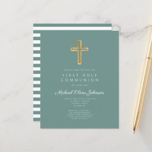Budget Green Religious Boy Erste Kommunion Sheet