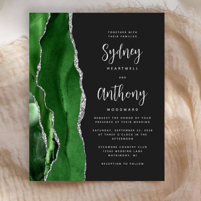 Budget Green Silver Agate Calligraphy Wedding (Von Creator hochgeladen)