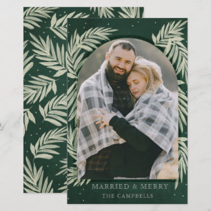 Budget Green Silver Merch Arch Foto Holiday Card