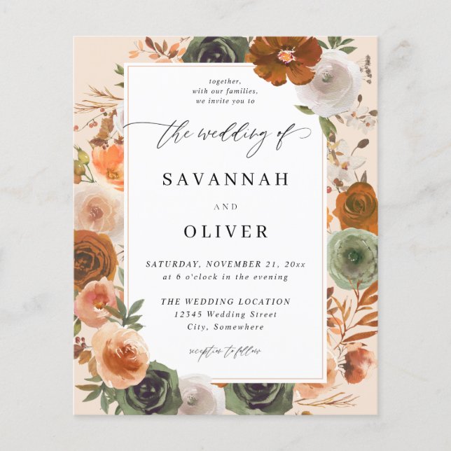 Budget Green & Terra Cotta Floral Wedding S2 - BGE Flyer (Vorne)