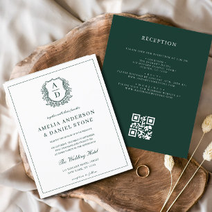 Budget Green Wappen Wedding QR Code Einladung Flyer