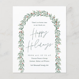 Budget Greenery Arch Script Business Holiday Card