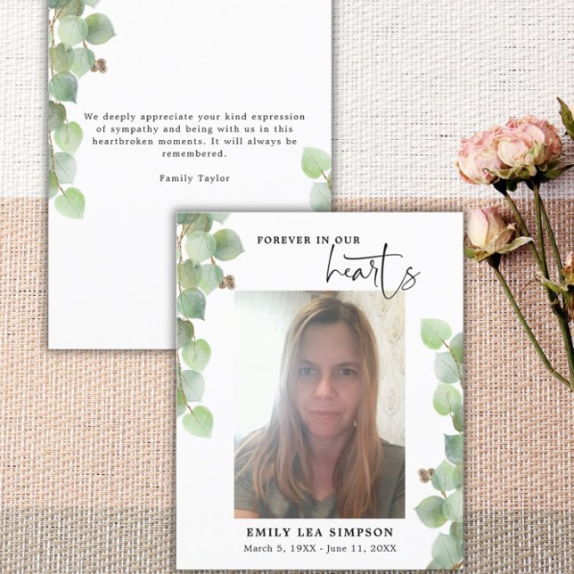 Budget Greenery Beerdigung Foto Flat Danke Karte (Von Creator hochgeladen)