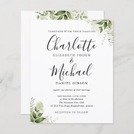 Budget Greenery Blätter Skripteinladung Hochzeit