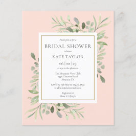 Budget Greenery Blush Pink Brautparty Einladung