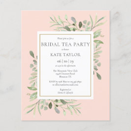 Budget Greenery Blush Pink Bridal Tea Party Einlad