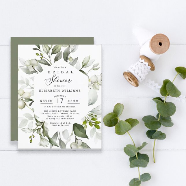 Budget Greenery Elegant Bridal Shower Invitation (Von Creator hochgeladen)