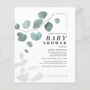Budget Greenery Eucalyptus Baby Dusche Einladung