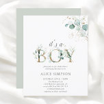 Budget Greenery Eucalyptus Boy Baby Shower<br><div class="desc">Boho Eukalyptus mit goldenen Blätter.</div>