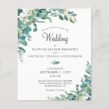 Budget Greenery Eucalyptus Wedding Einladung