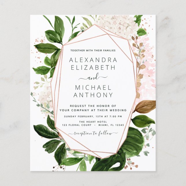 Budget Greenery Foliage Elegant Wedding Flyer (Vorne)