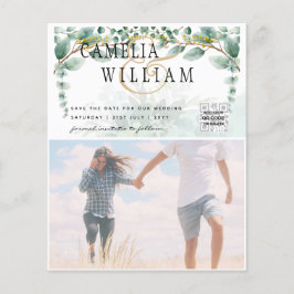 BUDGET Greenery FOTO Wedding Save the Date QRcode Flyer