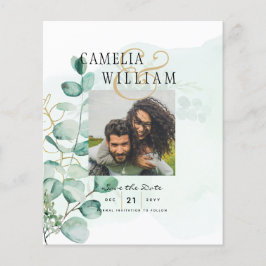 BUDGET Greenery FOTO Wedding Save the Date QRcode Flyer