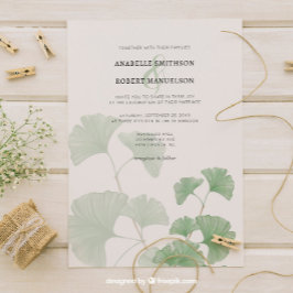 Budget Greenery Ginkgo Tree Watercolor Wedding Einladung