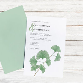 Budget Greenery Ginkgo Tree Watercolor Wedding Einladung