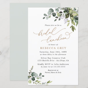 Budget Greenery Gold Bridal Luncheon Einladung
