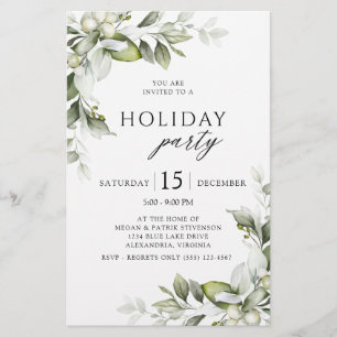 Budget Greenery Holiday Party Einladung Briefpapier