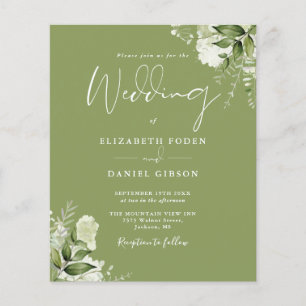 Budget Greenery Moss Green Wedding Einladung