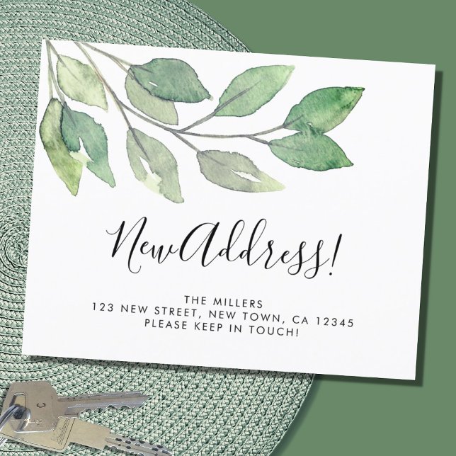 Budget Greenery New Address Announcement Card (Von Creator hochgeladen)