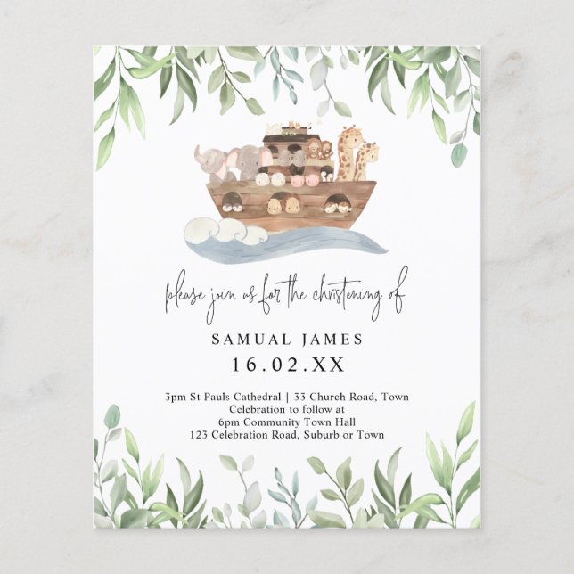 Budget Greenery Noahs Ark Christening (Vorderseite)