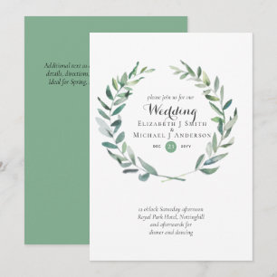 Budget Greenery Olive Blätter Hochzeiten Einladung