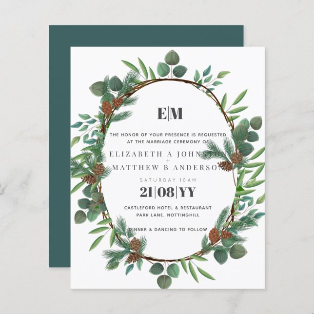 Budget Greenery Pine Cone Wedding (Vorne/Hinten)