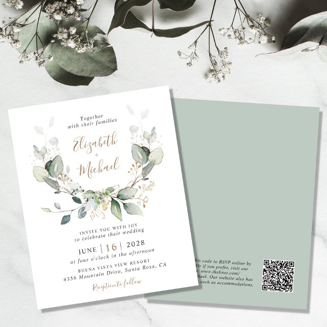 Budget Greenery QR Code Hochzeitsempfehlung (An elegant wedding Invitation to set the tone for an unforgettable event)
