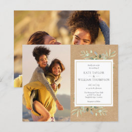 Budget Greenery Rustic Kraft Wedding Einladung