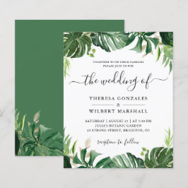 Budget Greenery Tropical Palm Leaf Wedding Einladu