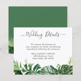 Budget Greenery Tropical Palm Wedding Details Card