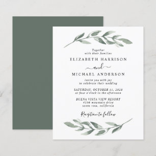 Budget Greenery Watercolor Einladung zur Hochzeit
