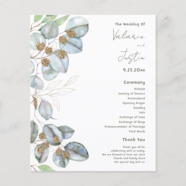 Budget Greenery Watercolor Eukalyptus Wedding (Vorderseite)