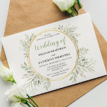 Budget Greenery Wedding Einladungen<br><div class="desc">Laden Sie Ihre Gäste ein, Ihren Hochzeitstag mit diesen eleganten botanischen Einladungen zu feiern. Mit einem klassischen weißen Hintergrund, einem goldenen Kranz mit subtiler, grüner Blattfarbe und einer stilvollen Hochzeitsvorlage, die leicht zu gestalten ist. * Bitte beachten Sie, dass dieses Design auf dünnem Papier gedruckt wird, das sich im Preis...</div>