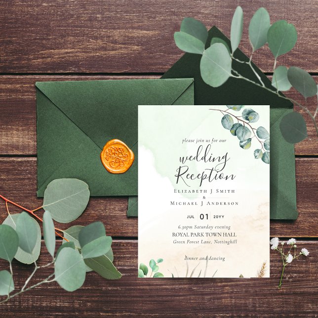 Budget Greenery Wedding RECEPTION Abend Einladung Flyer (Von Creator hochgeladen)