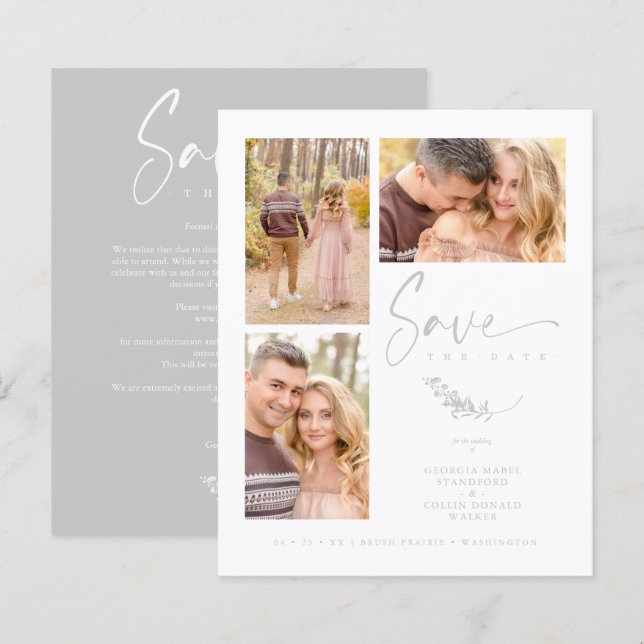 Budget Grey Trendy Branches Wedding 3 Photos (Vorne/Hinten)