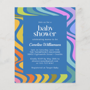 Budget Groovy Retro Abstrakt Blue Baby Dusche