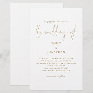 Budget Größere Gold White Wedding Einladung