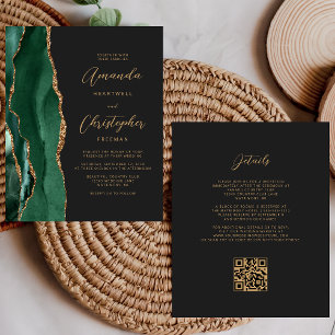 Budget Grün Gold Achat Dunkel QR Code Hochzeit