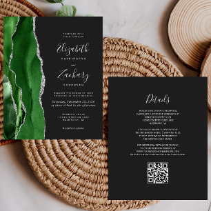 Budget Grün Silber Achat Dunkler QR-Code Hochzeit