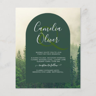 BUDGET Grüner Wald Berg Kiefern Hochzeit Flyer