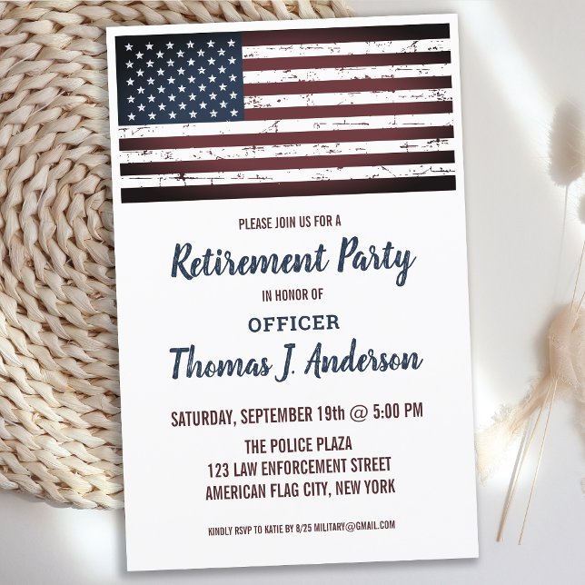 Budget Grunge American Flag Police Retirement Invi (Von Creator hochgeladen)