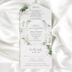 Budget Grünpflanzen Elegante Hochzeit All In One Einladung