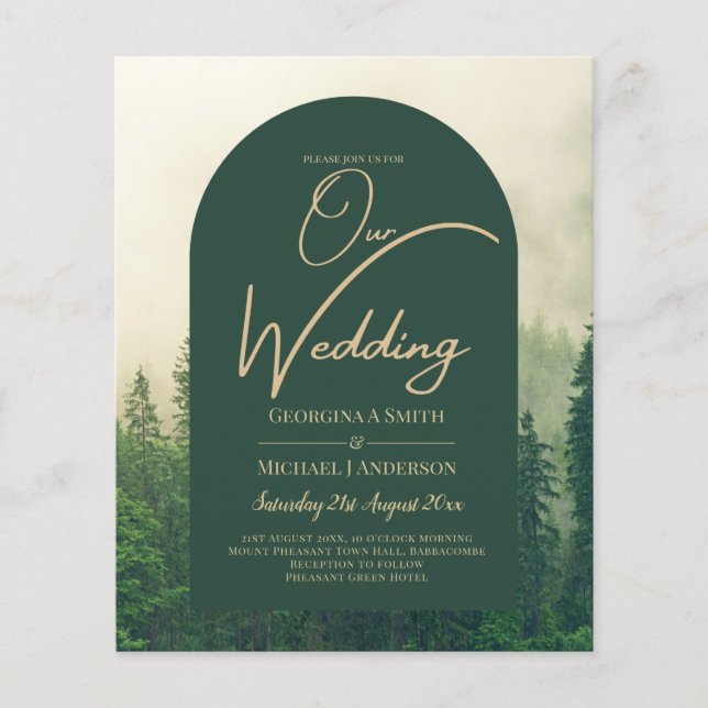 BUDGET Grünwald Pine Trees Hochzeit Flyer (Vorne)