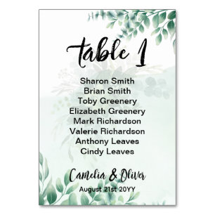 BUDGET Grünzeug Eukalyptus SITZPLAN Hochzeit Tischnummer