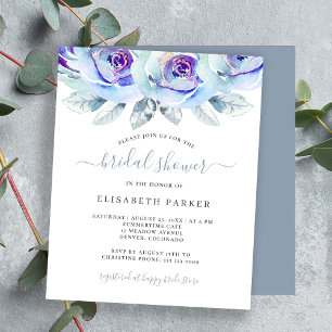 Budget günstige blaue Blumen Hochzeitseinladung zu